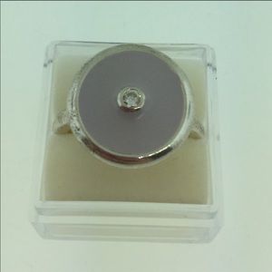 Pandora ring lavender disk with CZ 5.5